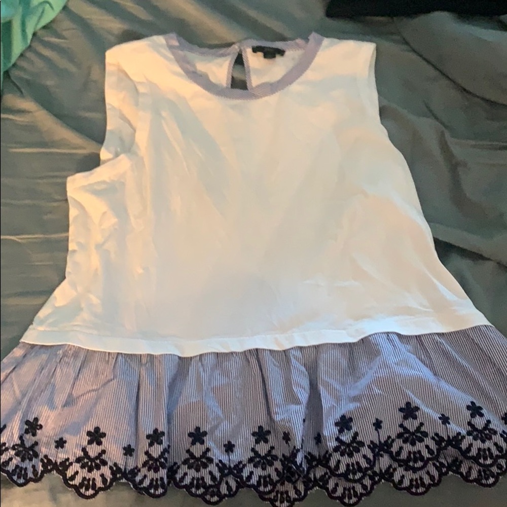 J Crew. White tank top with ruffle bottom